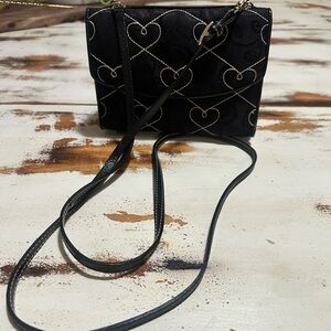Brighton Elegant Black Heart Pattern Crossbody Bag